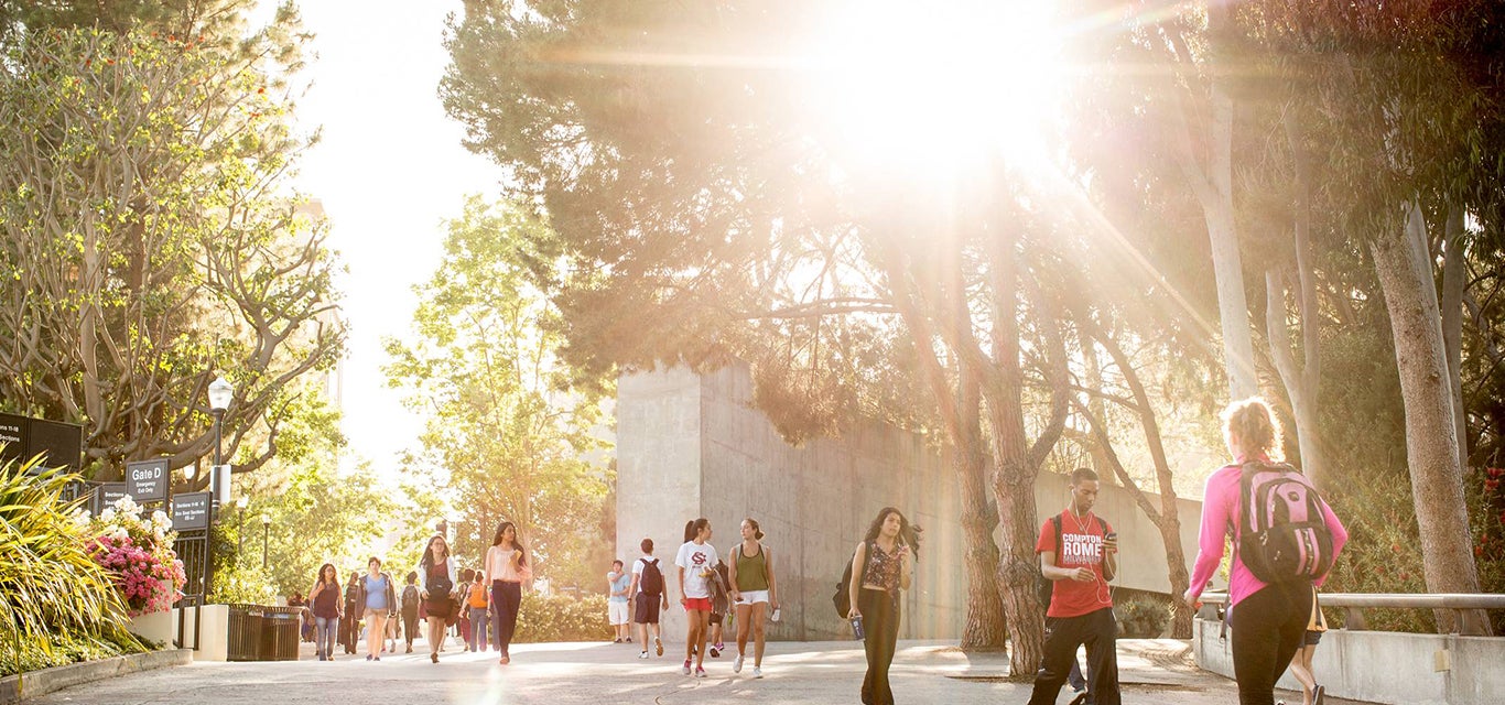 Estudiantes que se dirigen al campus desde las residencias universitarias