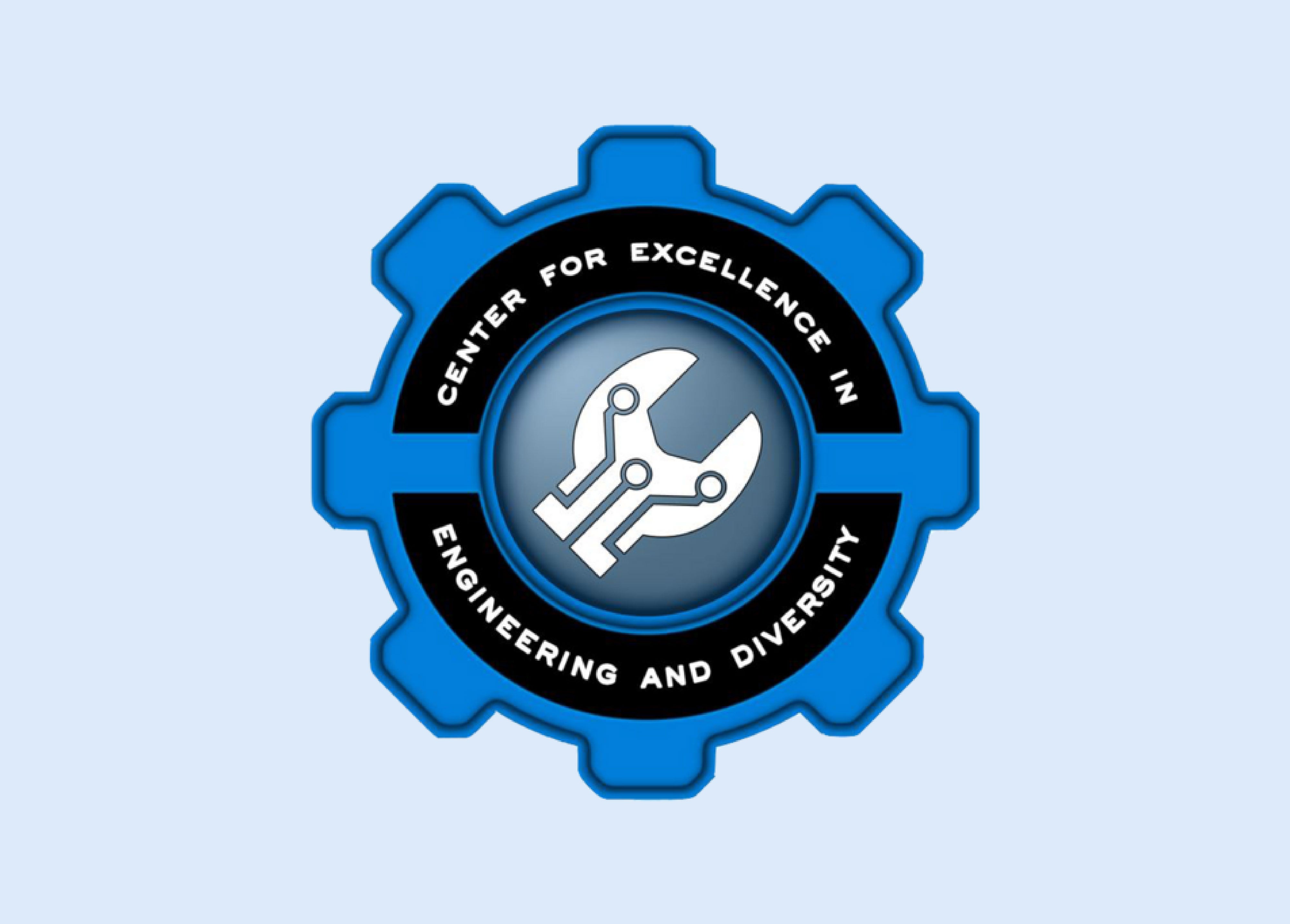 Logo for the Center for Excellence in Engineering and Diversity (CEED) at UCLA, featuring a blue gear with a wrench and circuit icon in the center.