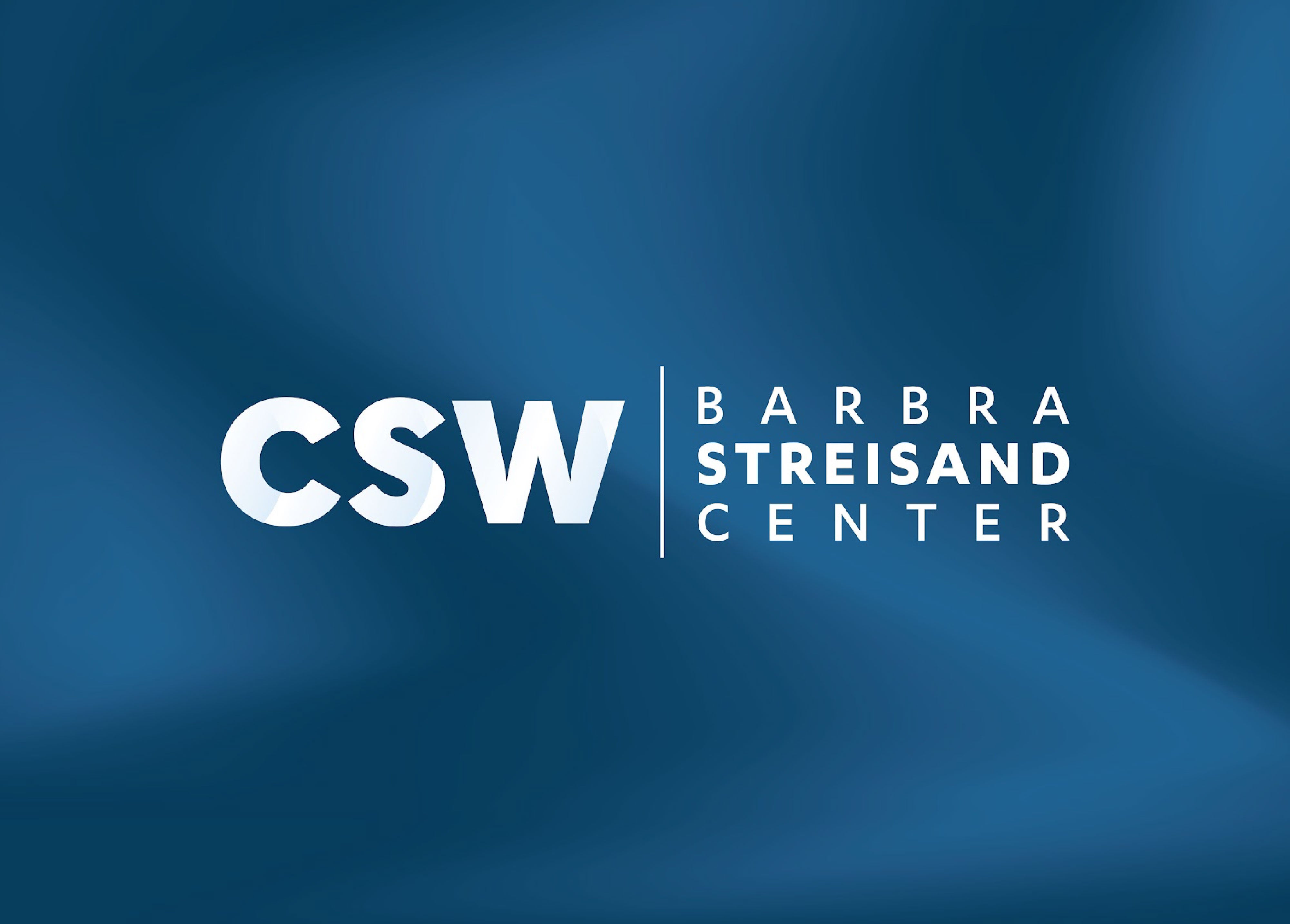 Logo for the UCLA Center for the Study of Women and the Barbra Streisand Center, featuring bold white text on a deep blue background.