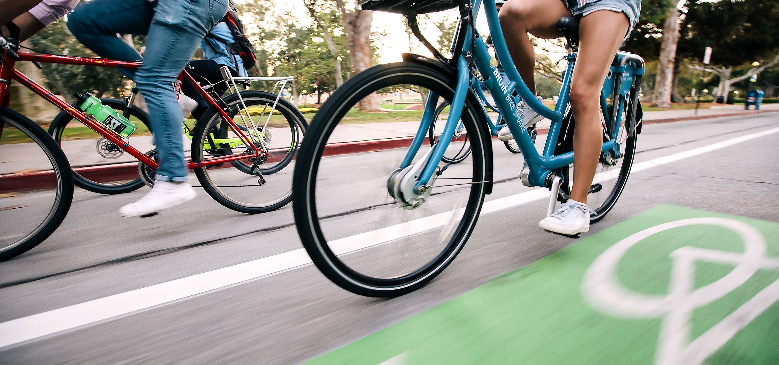 Students help the environment by taking advantage of the bike share program.