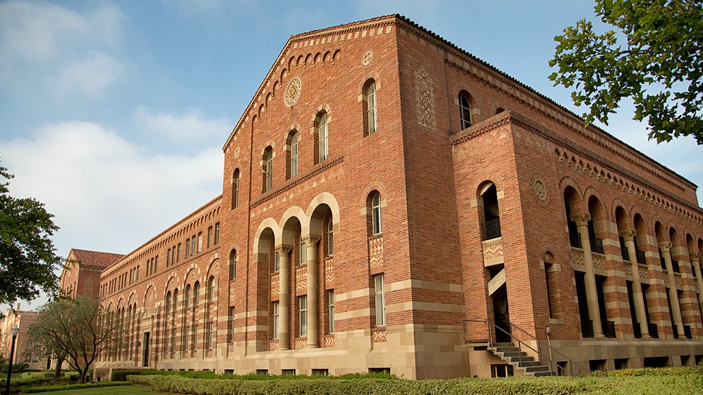 An image of Haines Hall, one of the four original buildings on UCLA’s Westwood campus.